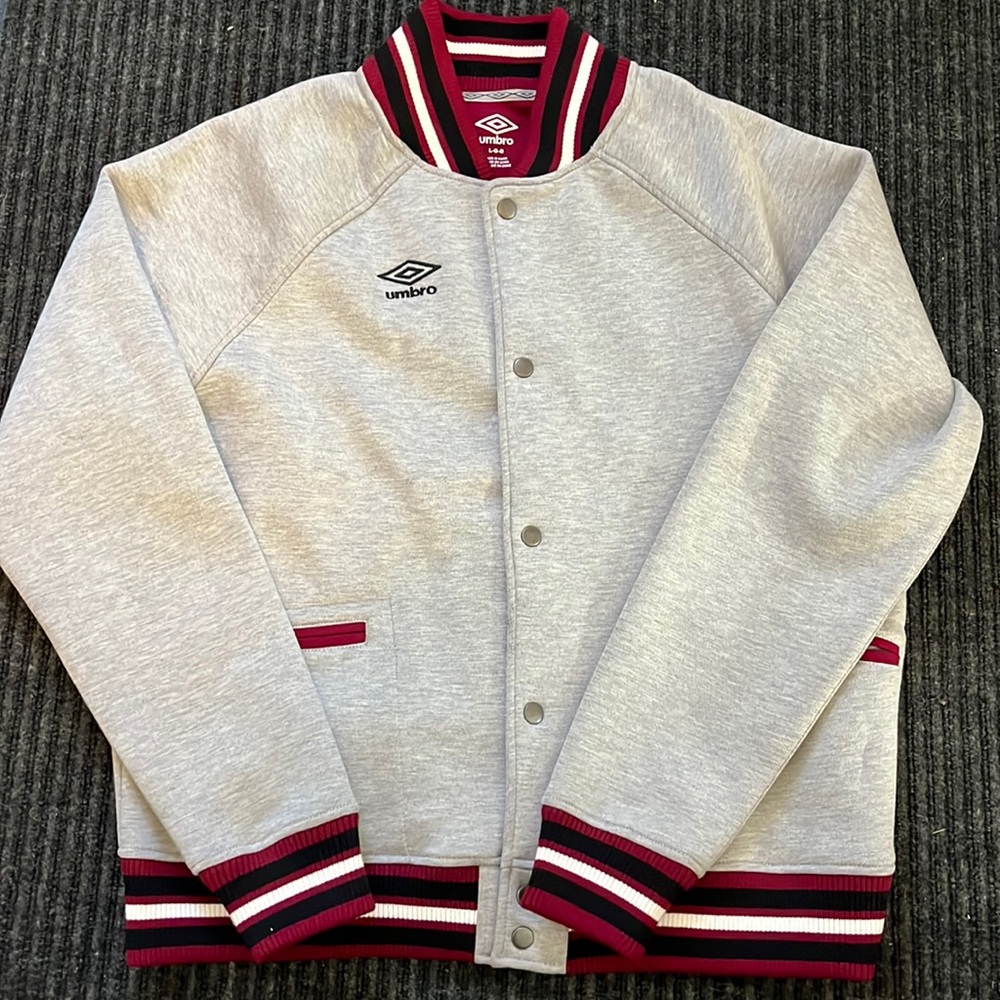 Mens Umbro Jacket Burgundy/ Grey Size Large